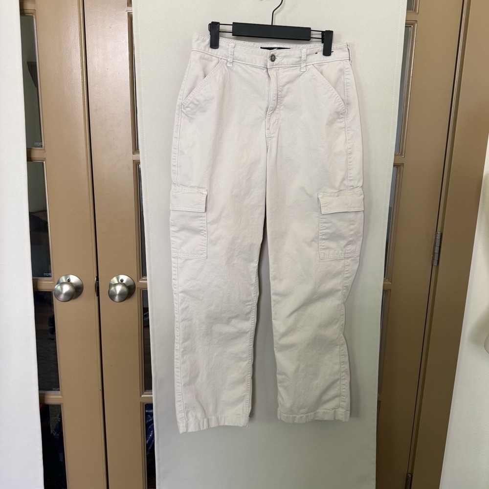Hollister Womens 8/9R 29R Beige‎ Ultra High Rise Straight Leg Dad Cargo Pants